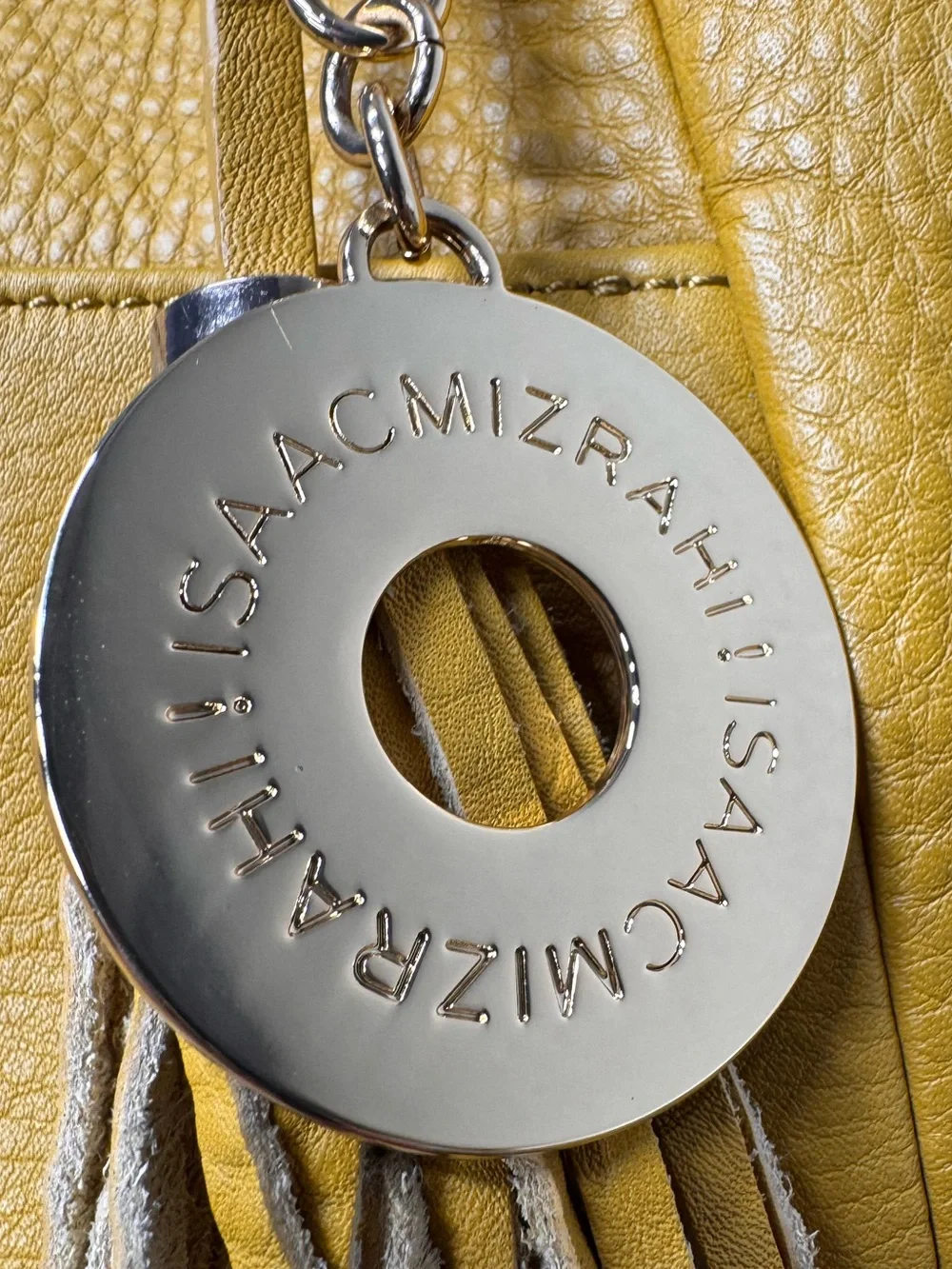 Isaac Mizrahi Leather Satchel Dijon Yellow Boho Crossbody Shoulder Bag